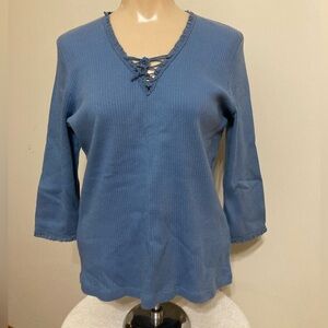 Blue V-Neck Ribbed Top
Item# TSct15